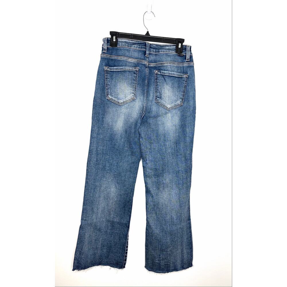 Social Threads Risen Jeans Cora High Rise Kick Flare 7/28 Raw Hem Boho Denim - Picture 2 of 9